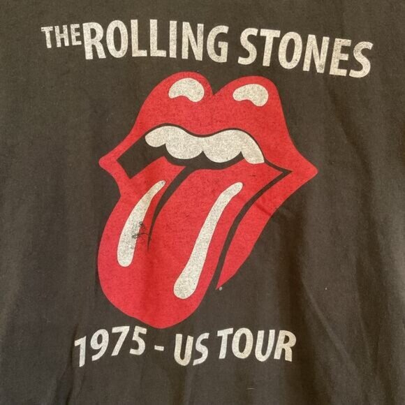 The Rolling Stones 1975 US Tour Black T-Shirt L - Picture 1 of 12